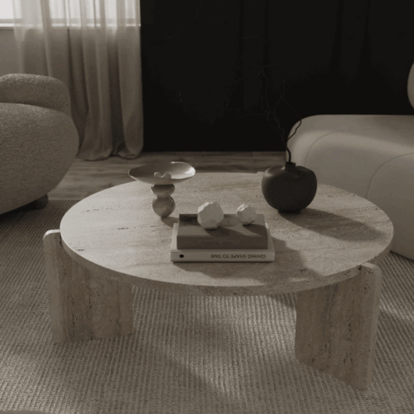 3 Leg Travertine Coffee Table